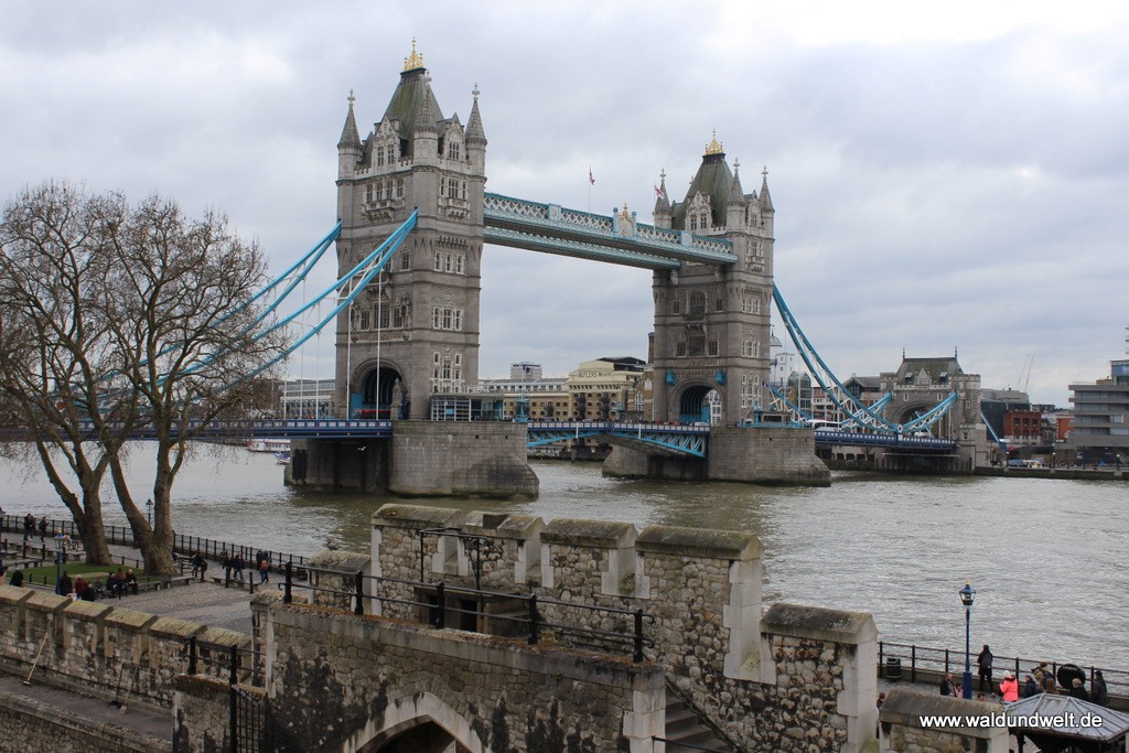 Die Tower Bridge vom Tower of London aus fotografiert.