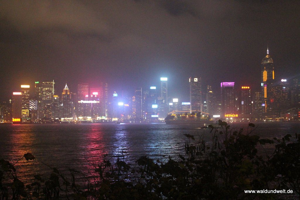 Nächtlicher Blick von Kowloon auf Hong Kong Island