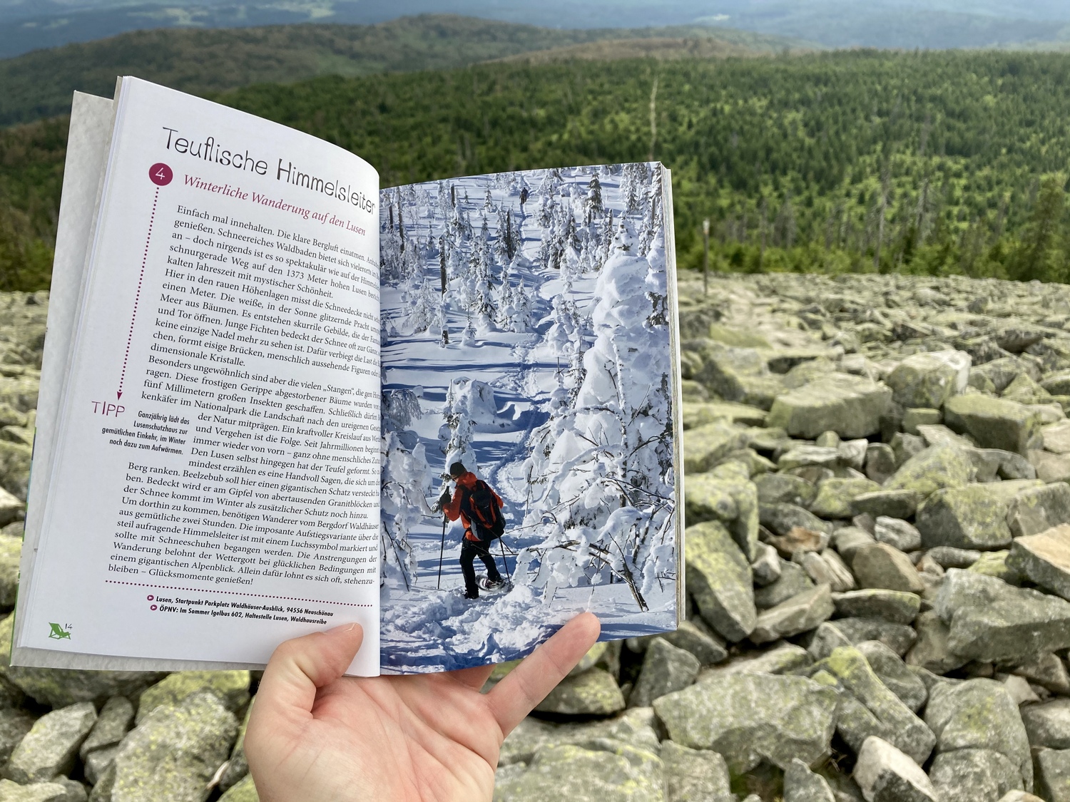Foto von einer Seite im Buch Glücksorte im Bayerischen Wald